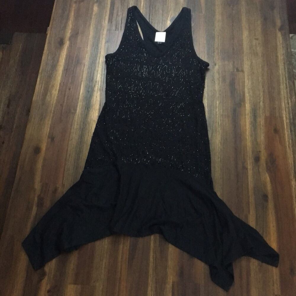Nicole Miller Black Beaded Cocktail Dress